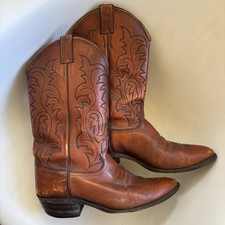Justin Comb Last Cowboy Boots Mens 10D Brown Leather Vintage USA Made 2928