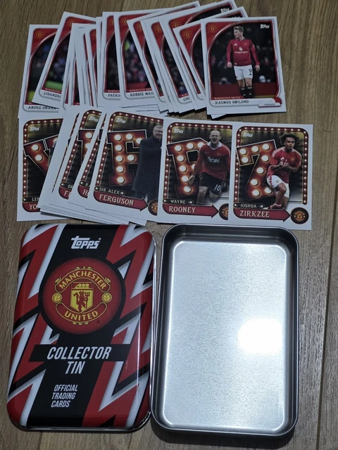 2025/26 Topps Manchester United Collector Tin 30 Complete Card Set + Tin READ