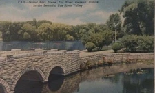 Geneva Illinois IL, Island Garden Spot, Vintage Linen Postcard c1930-45 Curteich