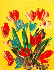 TULIPS  Mark Kazav  Abstract Modern CANVAS Original Painting  RTDHuef4YJ