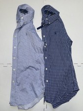 READ Ralph Lauren Mens Button Up Shirt Lot Of 2 Blue Size Medium Free Ship