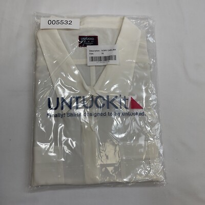UNTUCKIT Las Cases 100% Silk Shirt Womens 16 Ivory Long Sleeve Two Pocket Preppy