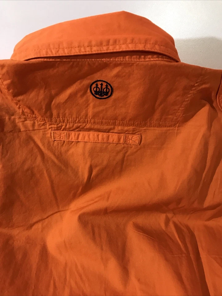 Camisa Beretta Para Hombre XL Naranja Manga Larga Parche para el Hombro Caza Tiro Foto 4 de 4