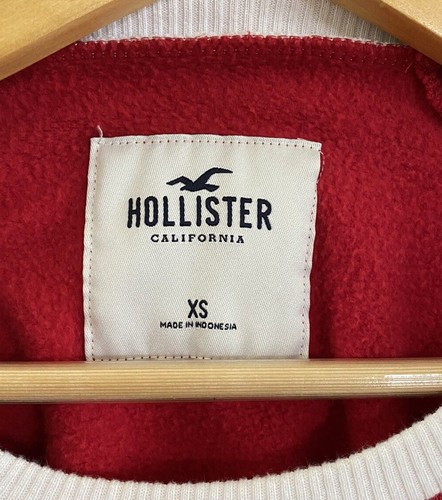 Hollister Cropped Sweatshirt Front Logo, Womens Size XS Red, stripes - Picture 3 of 8
