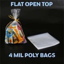 5x8" Clear Poly Bags Lay-Flat Open Top End 4-Mil Case LDPE Plastic Packaging