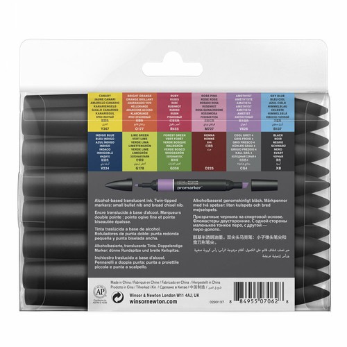 Winsor & Newton Promarker Doppelspitze Alkohol grafische Markerstifte 12+1 Set #1 - Bild 3 von 5