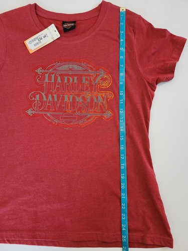 NWT Harley Davidson Big Sky Montana Womens Large Red Metalic Logo T-Shirt - Picture 5 of 11