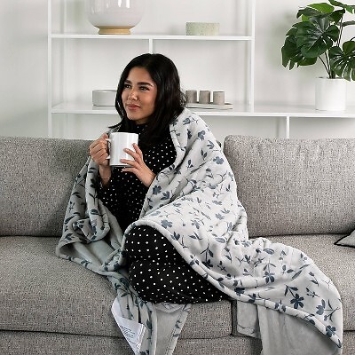 Brookstone Heated Plush Throw 60x50 4 Heat Settings Auto Shut-Off ETL, Floral