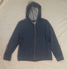 Tommy Hilfiger Women's Zip-up Blue Hoodie Sweatshirt Drawstrings  Hood Size L