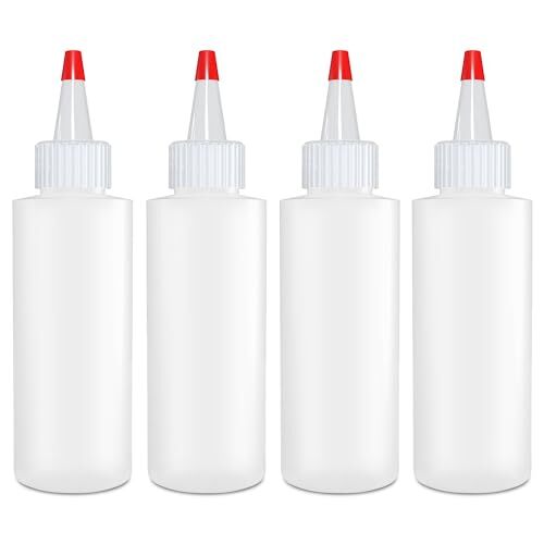 Condiment Squeeze Bottles, 4 OZ Empty Squirt Bottle, Red Top Cap, Leak Proof - Picture 1 of 4