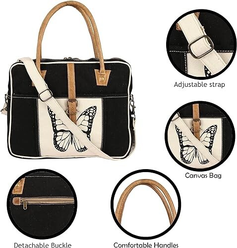 LiuenMgg Butterfly Crossbody Bag - Small Ethnic Print Messenger Bag With Adjustable Strap For Women