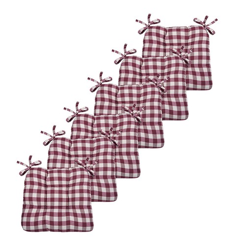 Gingham Plaid Checkered Country Farmhouse Chair Cushions - Assorted Colors - 第 24/54 張圖片