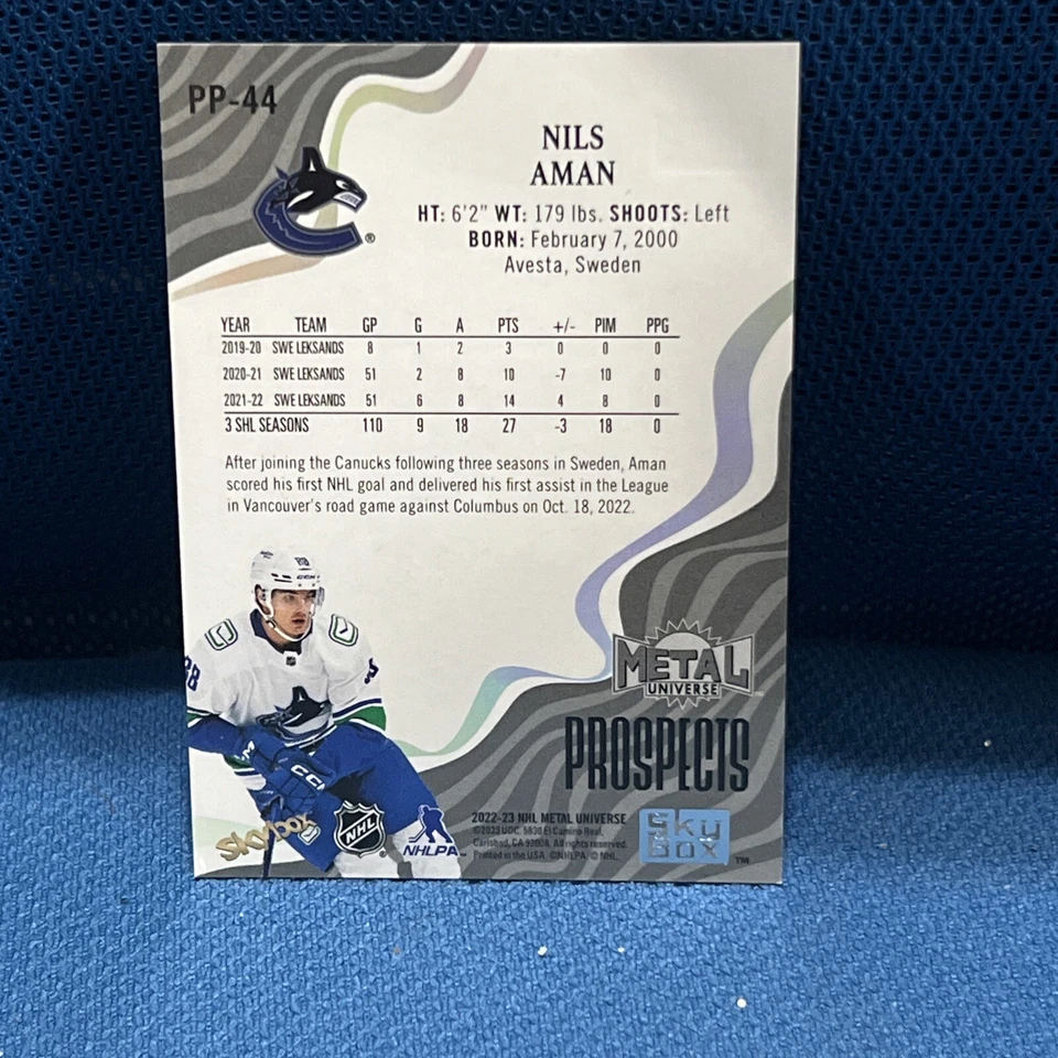 2022-23 Metal Universe Nils Aman PREMIUM PROSPECTS PREMIUM  BLUE #PP-44🏑🏑💥 - Image 2 of 2