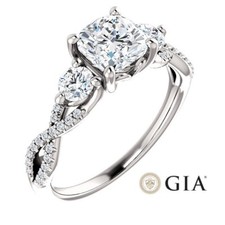 1.55 Carat Cushion Ring in 14K White Gold - GIA CERTIFIED
