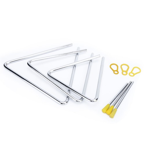 3Pcs Hand Percussion Triangle Musical Instrument Set 6in 7in 8in For Playing HG5 - Picture 6 of 12