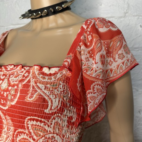 y2k Red Maxi Dress 12 paisley print summer maxi dress xmas day dress - Picture 10 of 17