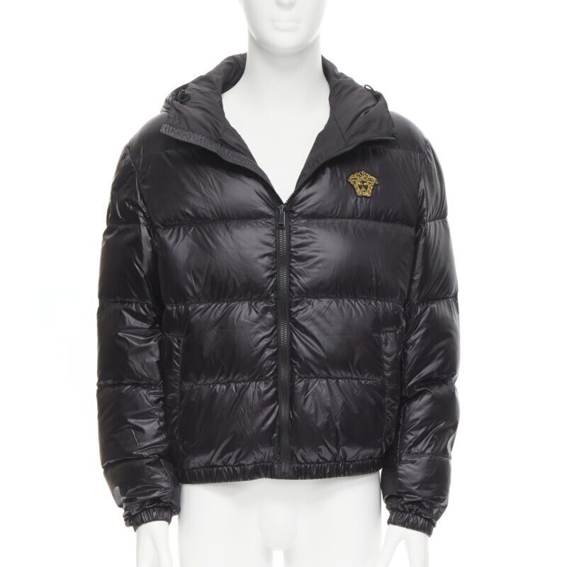 VERSACE gold Medusa badge black goose down duvet puffer VERSACE gold Medusa badge black goose down duvet puffer
