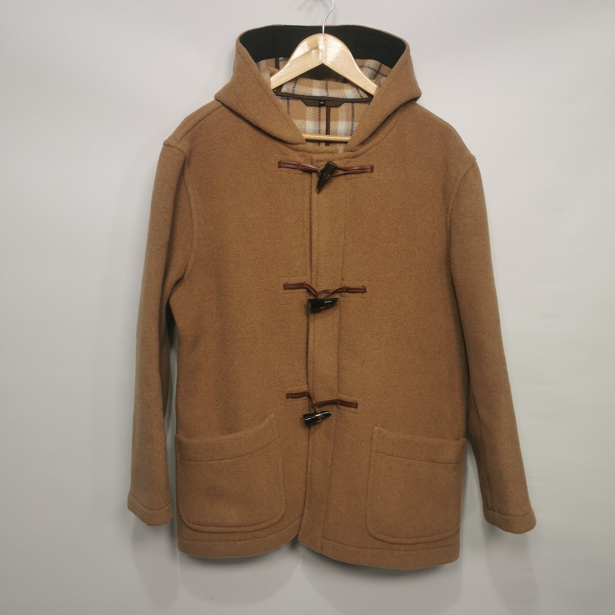 Original Montgomery Mens XL Tan Horn Toggle Duffle Coat Italian Wool  Mix