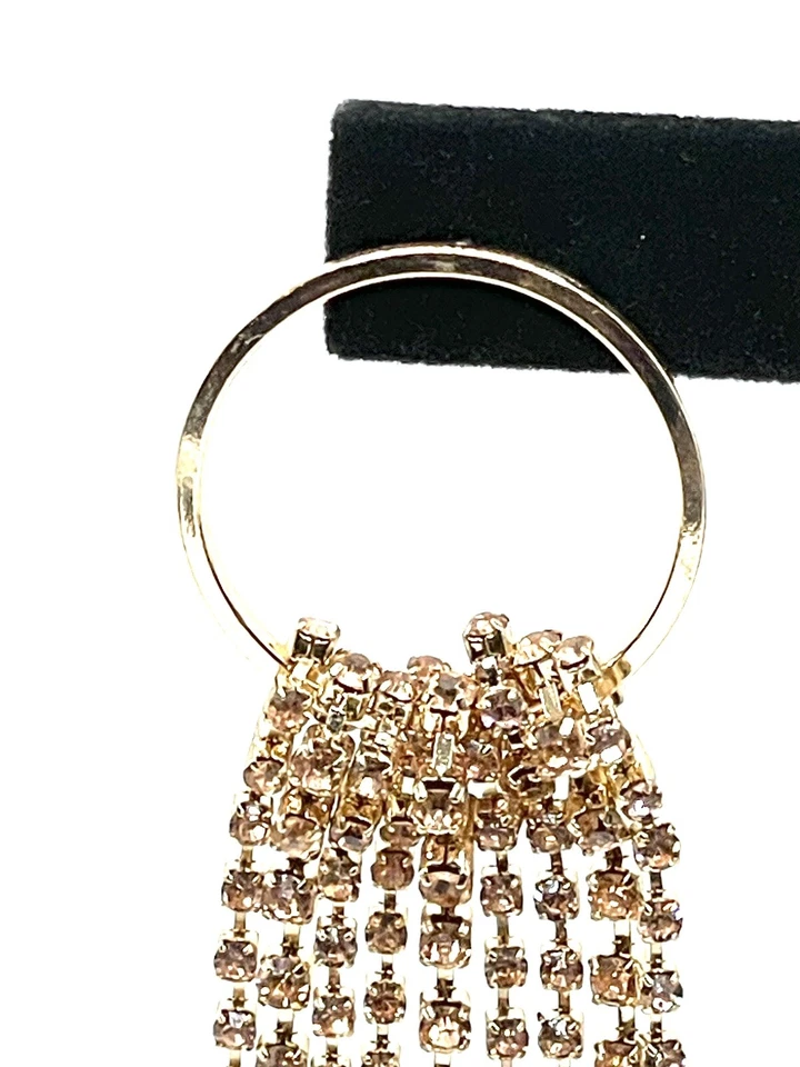 Ослепительные серьги-кольца из золота с шампанским и кристаллами на плечо 4 дюйма - Изображение 3 из 4