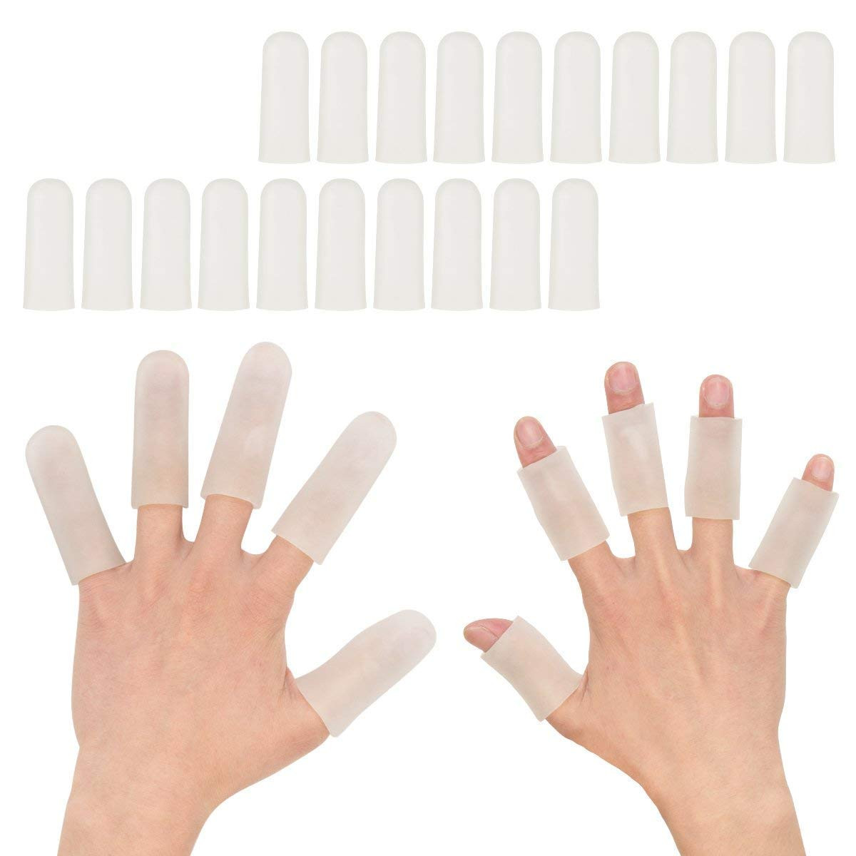 20 Stück Gel Finger Schutz,Finger Kinderbetten, Silikon Finger Abdeckung Kappe,