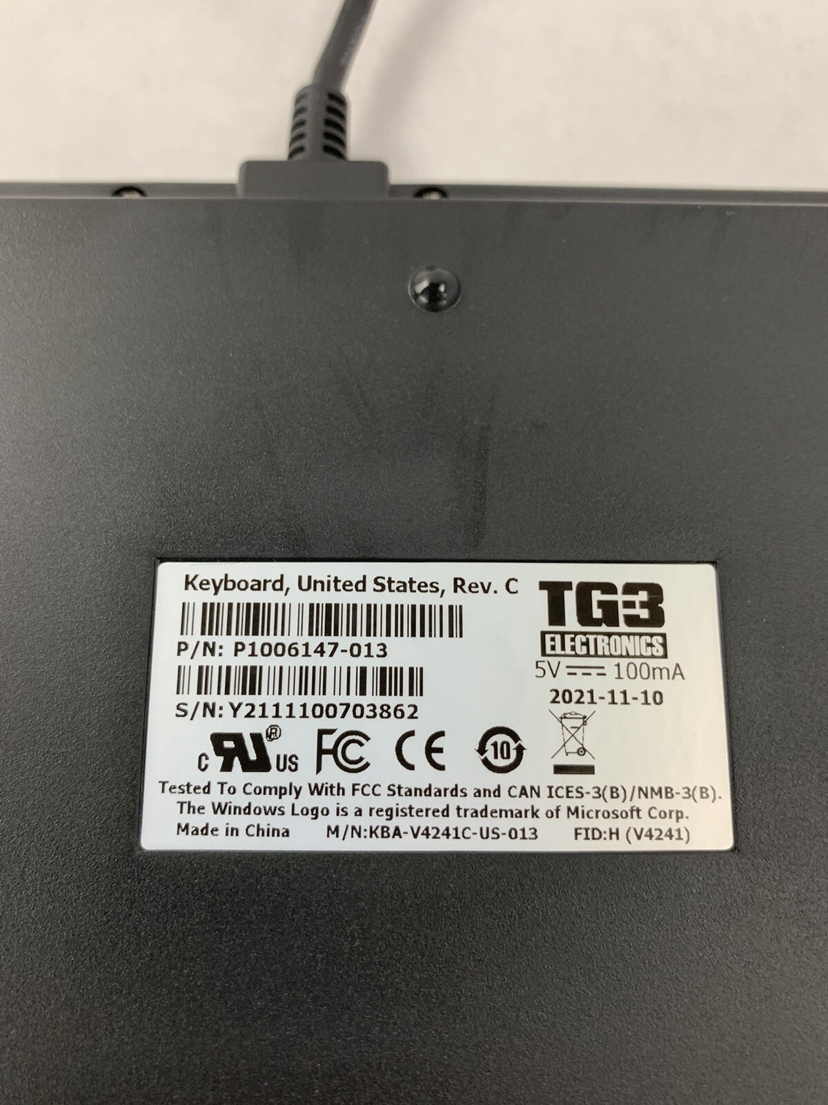 TG-3 Varian Keyboard P1006147-013