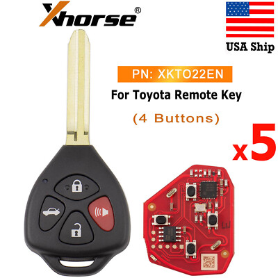 5x Xhorse XKTO22EN Remote Key For Toyota Triangle 4 Button For VVDI Key Tool Max