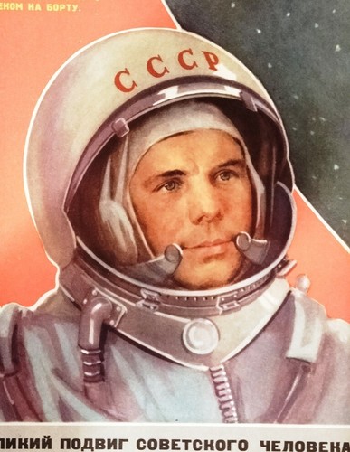 USSR poster Space. Gagarin. First cosmonaut. Original. Excellent condition - Picture 5 of 7