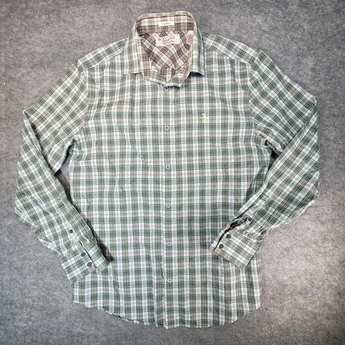 Shirt Classic Fit Gray Green Plaid 