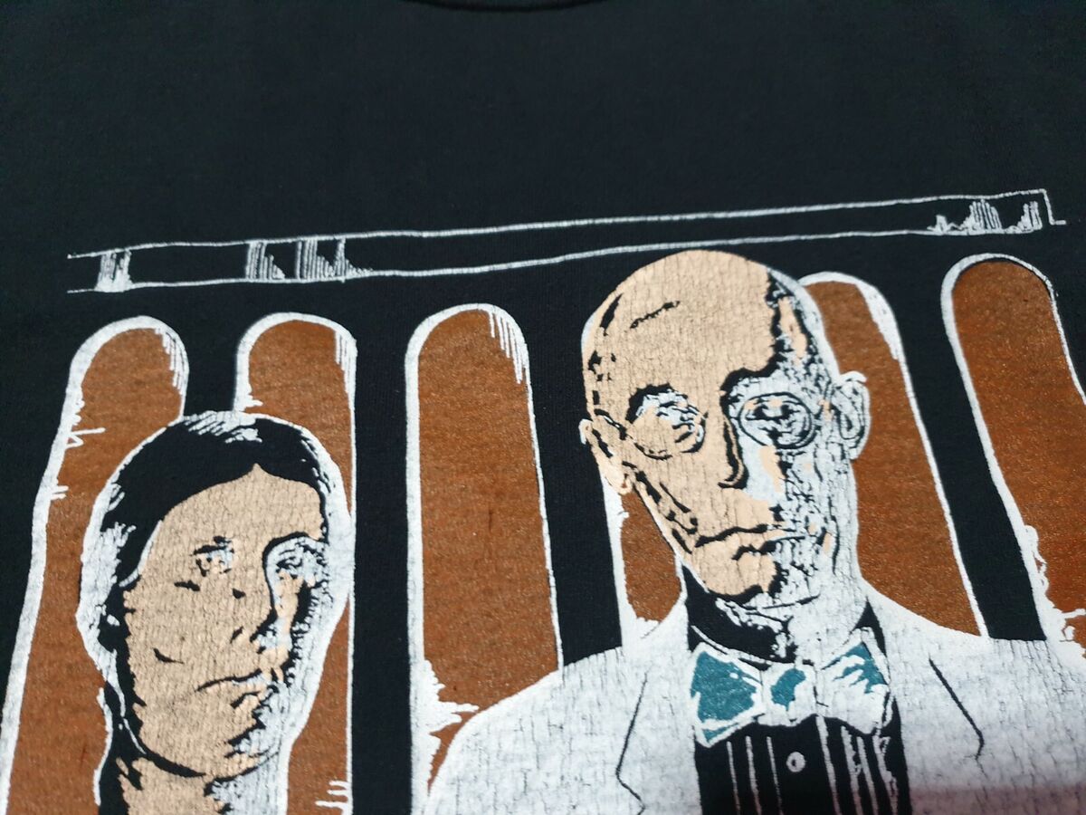 Rare Vintage Parody American Gothic Grant Wood 90s Pop art T Shirt
