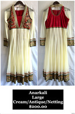 Large, Women's Indian Dress, Anarkali, Cream