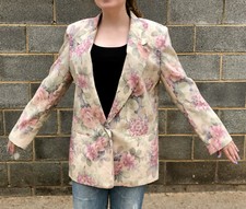 Blazer sportivo divertente anni 80 vintage cotone sbiadito stampa floreale Alfred Dunner taglia 12