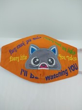 Cat Watching, embroidered mask, Handmade, washable with Filtrete Filter inside