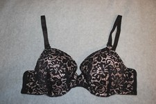 Womens BLACK LACE MATERNITY T-SHIRT BRA Beige EASY NURSING CLASPS Underwire 34B