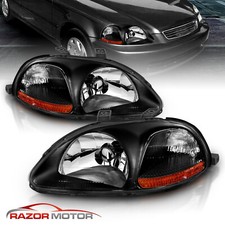 For 1996 1997 1998 Honda Civic 234dr Jdm Factory Style Black Headlightscdrl