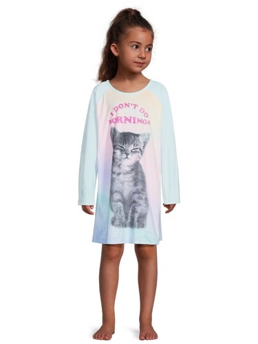 Wonder Nation Girls SIZE S 6-6X Long Sleeve Fleece Sleep Gown Mint Zest NWT - Picture 3 of 5