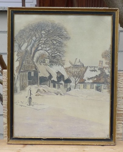 IMPRESIONISTA - PAISAJE DE INVIERNO - ACUARELA FECHADA DICIEMBRE 1938 - Imagen 2 de 9