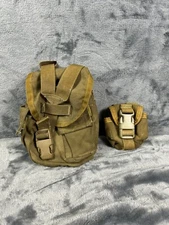 1950s USMC MOLLE 1 Qt Canteen Utility Pouch + M67 Grenade Pouch Coyote Brown