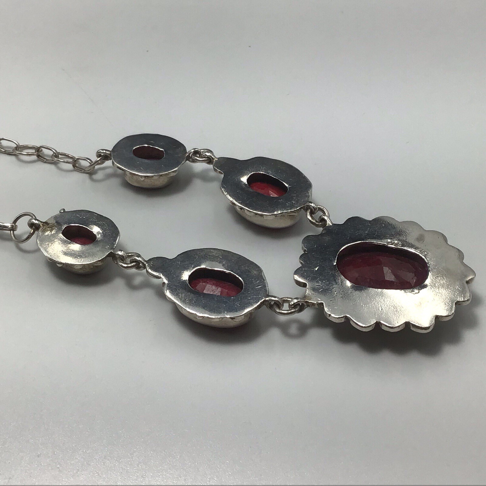 Sterling Silver Natural Ruby Necklace Vintage 6mm… - image 6