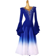 Latin Ballroom Dance Dress Modern Salsa Waltz Standard Long Dress F735 2 Colors