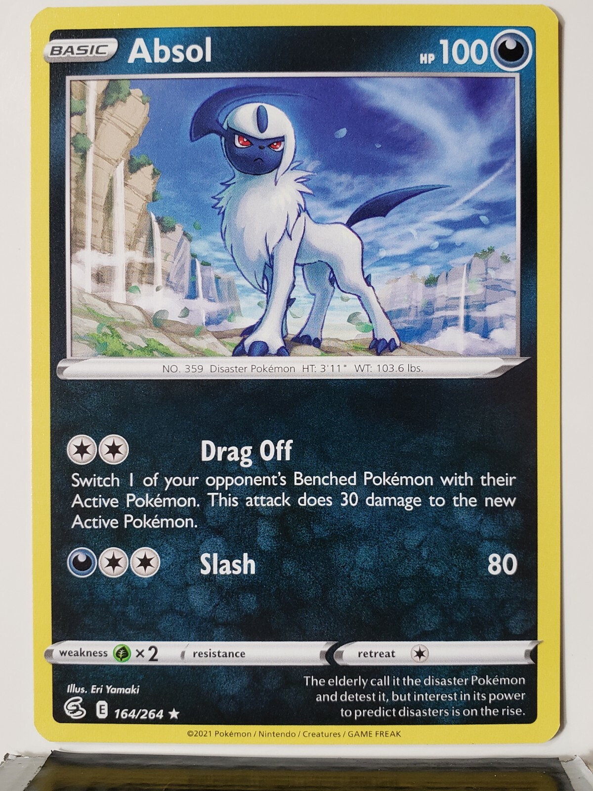 Absol 164/264 NM / M - RARE Non Holo Fusion Strike Pokemon Card - $2 Shipping