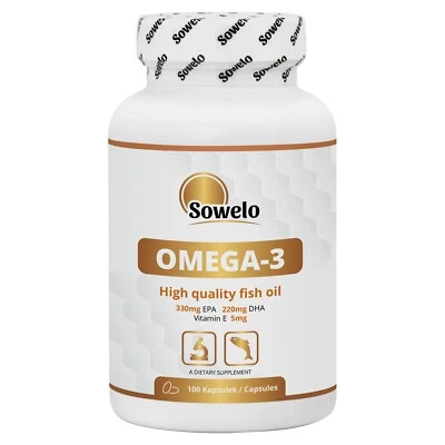 Omega-3 1000 mg – EPA 330 mg, DHA 220 mg, Vitamin E – Softgels für Herz – Sowelo