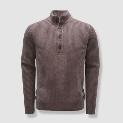 $1395 Iris Von Arnim Men's Gray Cashmere Knit Mock-Neck Sweater Size M