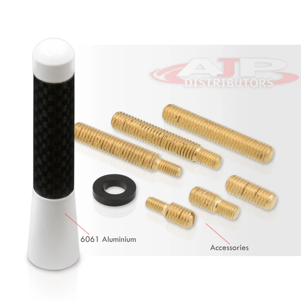 76mm 3" Stubby JDM VIP Blanco Fibra de Carbono Tornillo En Radio Antena Show Car Camión Foto 3 de 4
