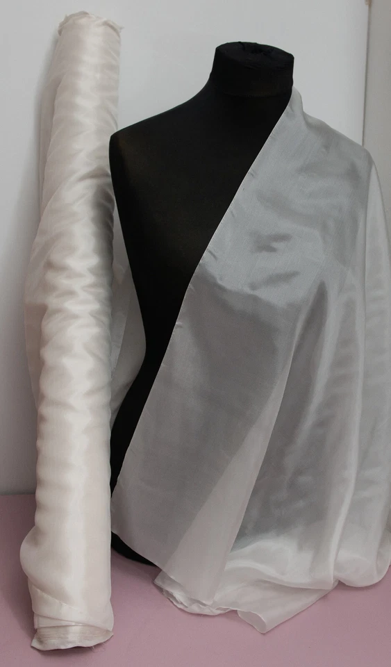 1 m Pongé 05, Seide 100%, naturweiß, Meterware, Breite 90 cm