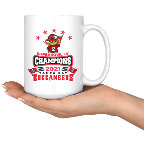 Tampa Bay Buccaneers Super Bowl LV Champs Brady Yoda White Coffee Mug Fan Gift - Picture 8 of 14
