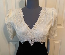 NWT Vintage 90’s Scott McClintock Black Velvet Ivory Lace Tea Dress 6 Christmas