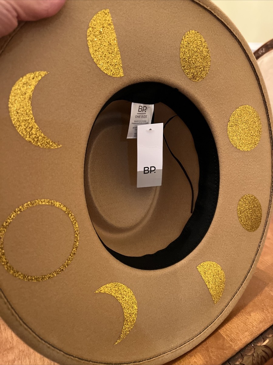 Fedora Embellished Felt Boater Hat BP NORDSTROM BNWT ADJUSTABLE Tan Gold Crystal Fedora Embellished Felt Boater Hat BP NORDSTROM BNWT  main image 2