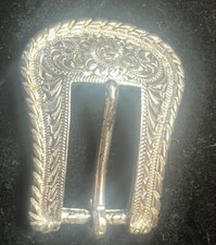 Western Belt Buckle Sliver Tone Pin Style Vintage
