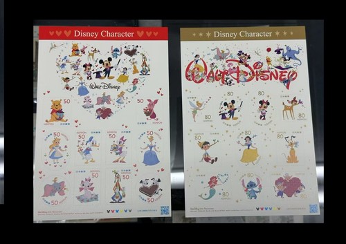 Japan 2012 Disney Figur Mickey Mouse Donald Duck Teddybär Schneewittchen Stempel