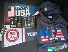 2006 Torino Winter Olympics Team USA Collectible Pin Sets, Pennants & Sweatshirt